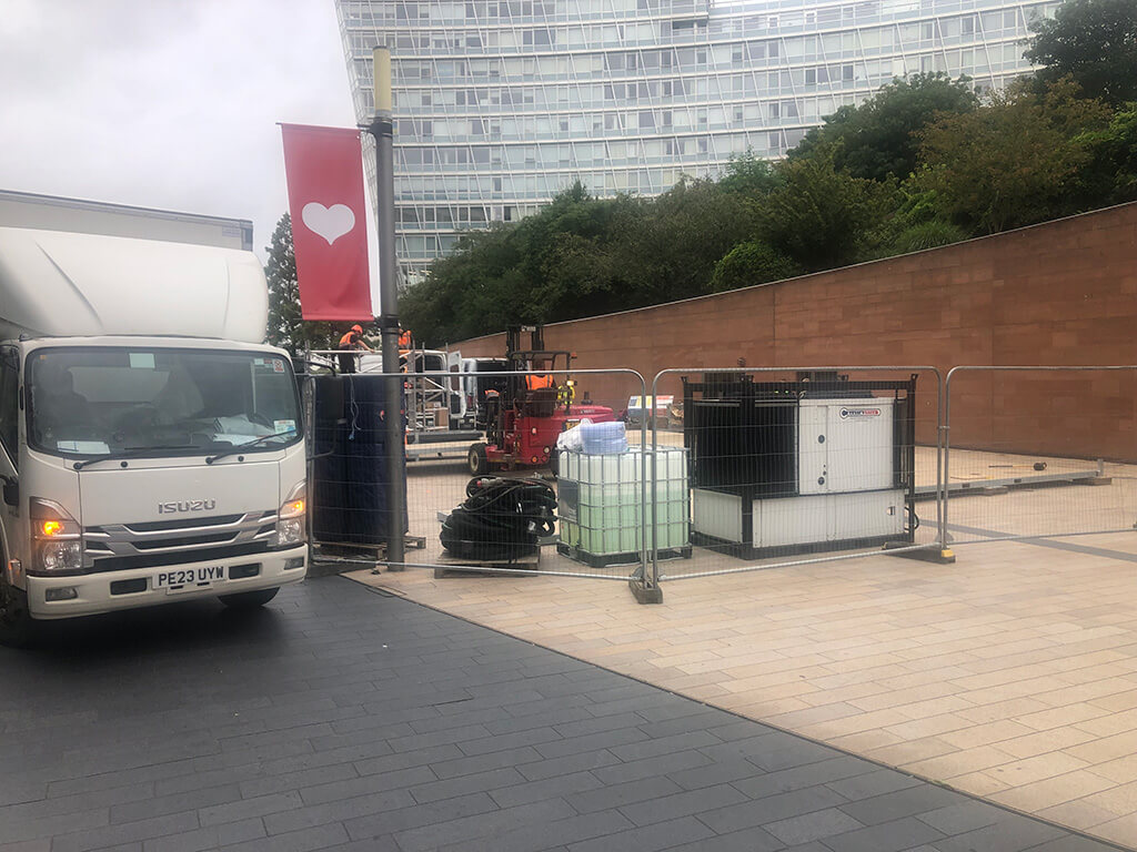 Railings and equipment being unloaded in Liverpool