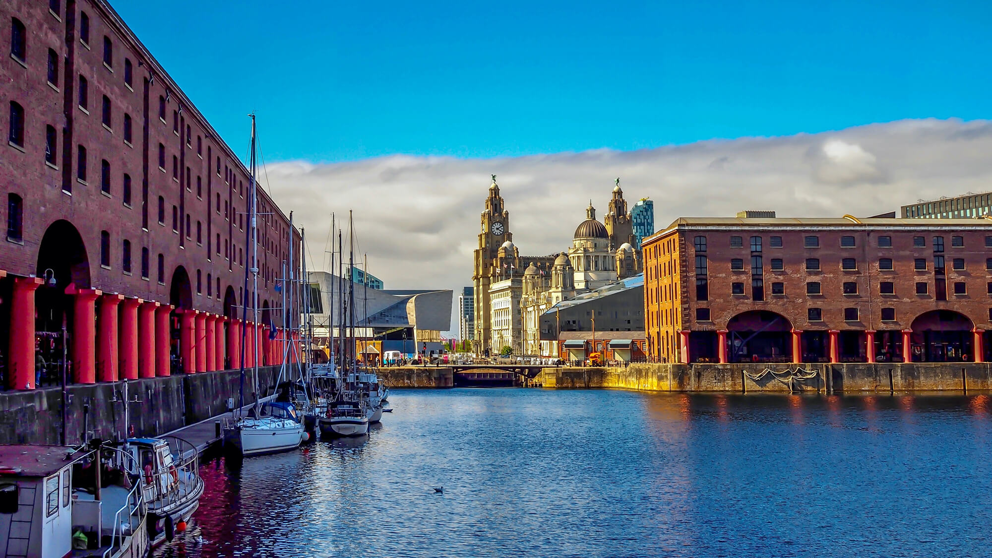 The revitalised Liverpool Docks, a place of unique beauty offering fun activities with historic architecture in the backdrop