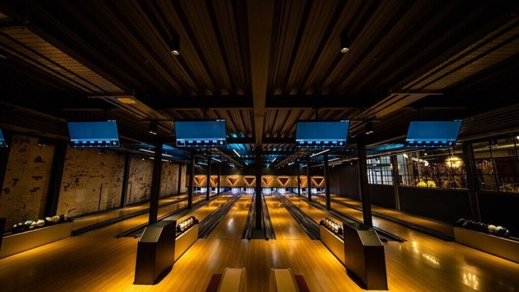 The luxurious Pins Social Club in Liverpool, offering unique bowling experiences with an upscale ambience